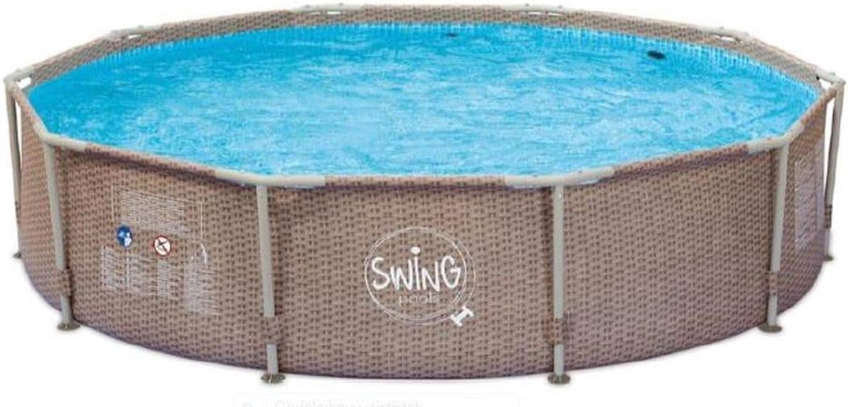 Zwembad 305 x 76 cm - rattan look - stalen frame - eenvoudig op te zetten - ShopVlot