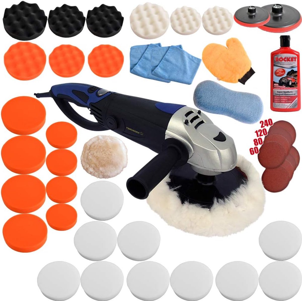 Polijstmachine set 1600 Watt - 49-delige accessoires - Voor professioneel car polishing - ShopVlot