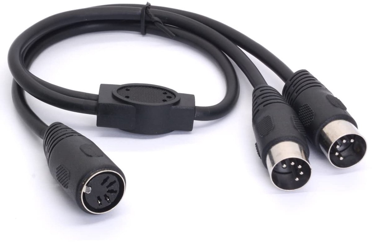 MIDI Y splitter kabeladapter - Din 5 pin female jack naar dual 2 male plug - ideaal voor mixers en keyboards - ShopVlot