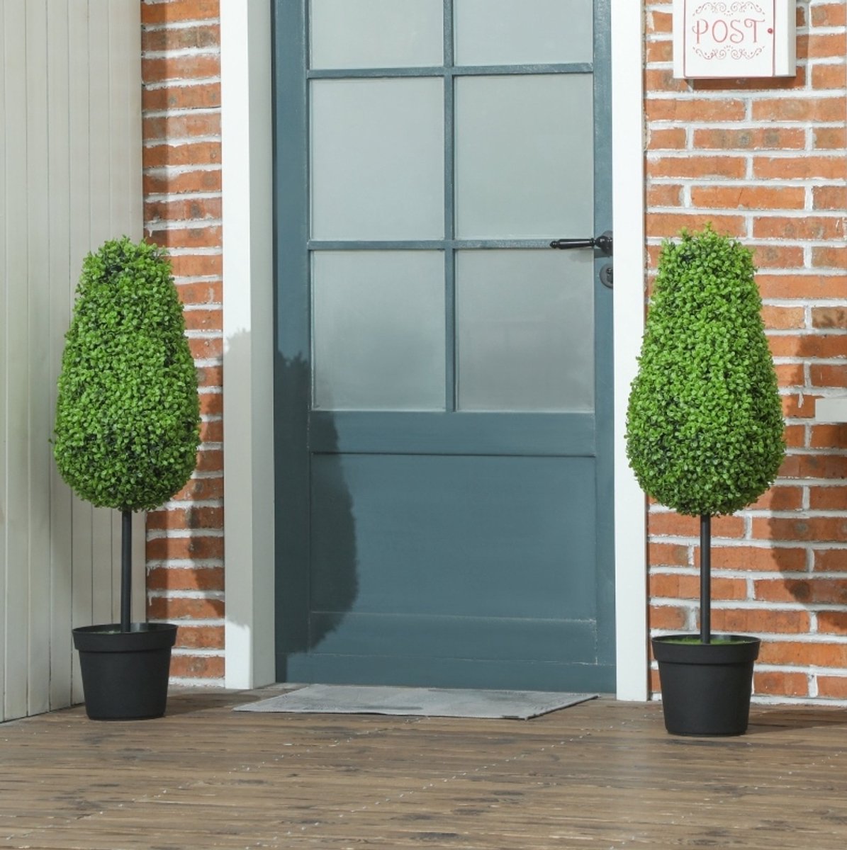 Kunstplant 2 Delig 90 Cm Realistische Buxus In Tranenvorm Kunststof Groen Voor Binnen En Buiten Uv Bestendig