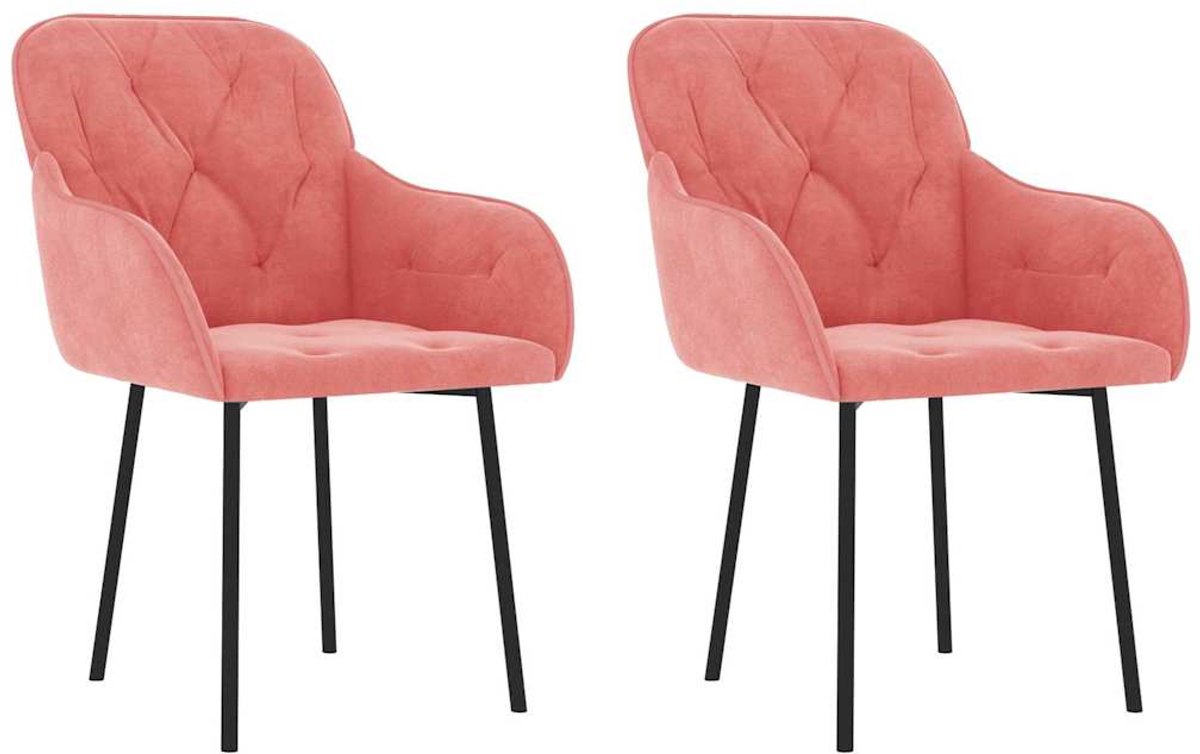 vidaXL - Eetkamerstoelen - 2 - st - fluweel - roze