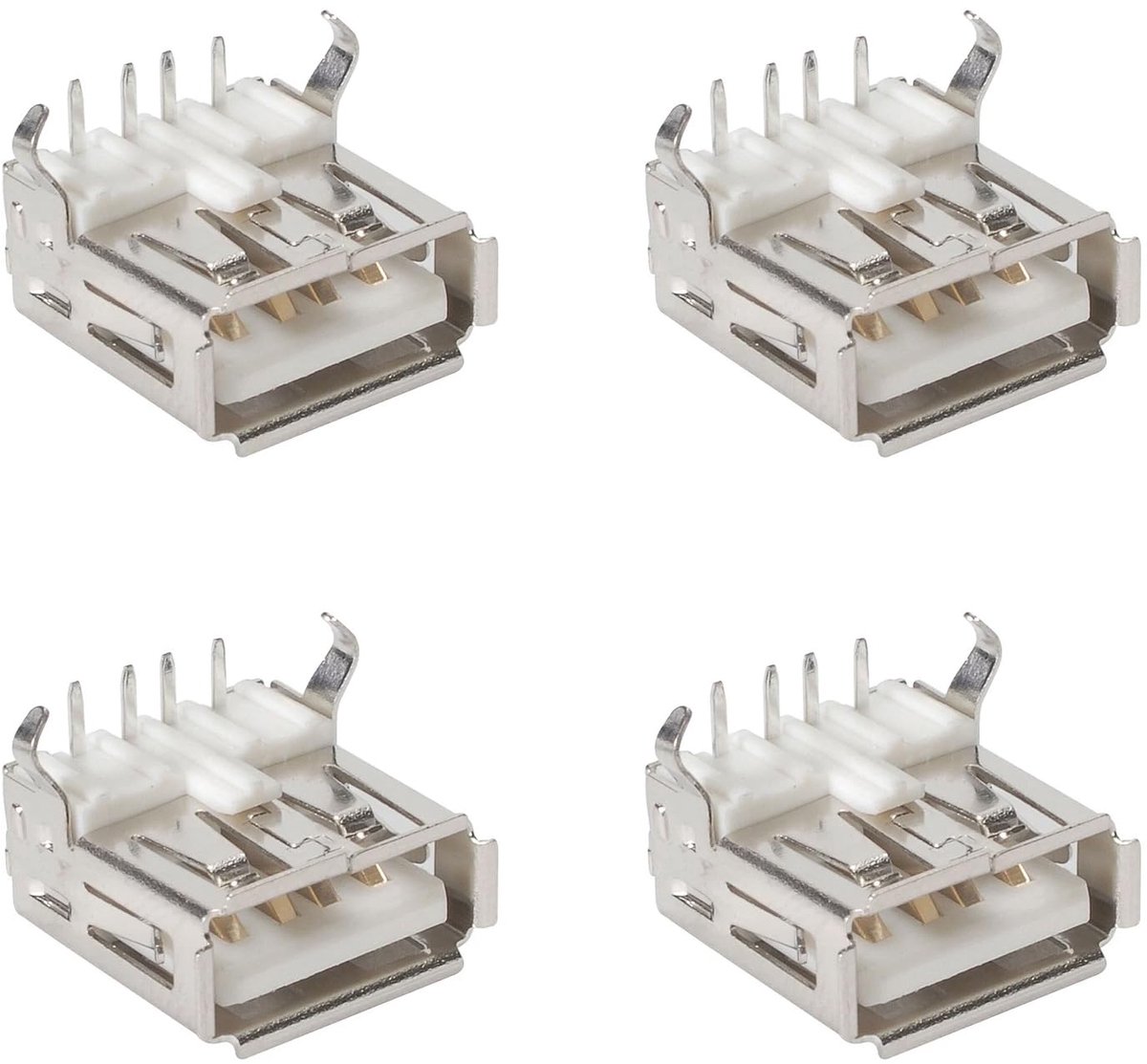 USB A socket 90 graden - 4 stuks - oppervlakte montage - ideaal voor elektronische projecten - ShopVlot