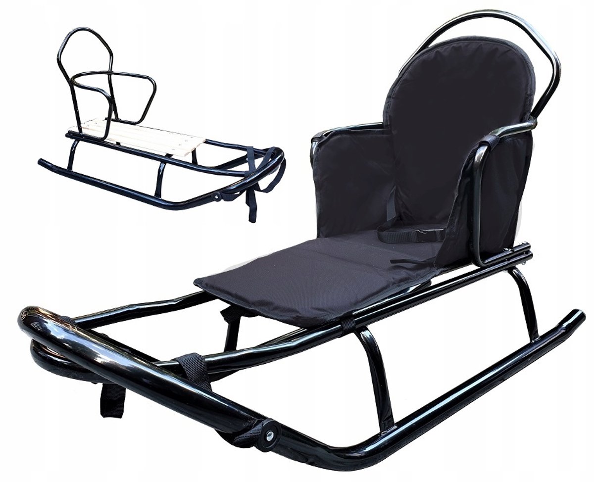 Sportieve slee met dikke matras, rugleuning en gordels - 150kg