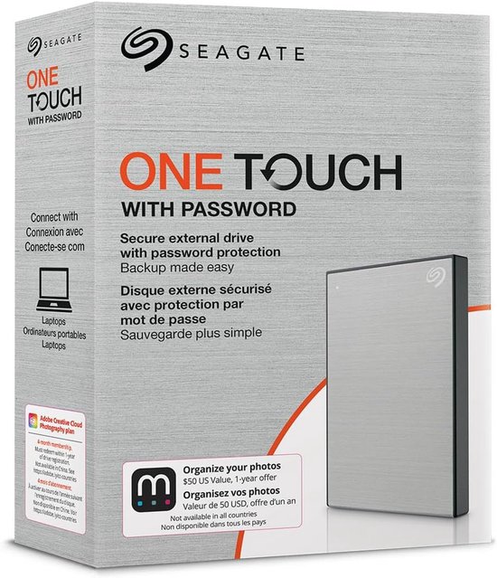 Externe Harde Schijf - Opslagapparaat Data - Bestanden Backuppen - Met Eén Klik - 2TB - Zilver — afbeelding 3