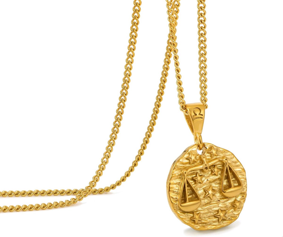 Ketting voor heren, halsketting met sterrenbeeldhanger voor heren, roestvrij staal, 12 sterrenbeelden, astrologie hanger, halsketting, ideaal verjaardagscadeau voor dames en heren