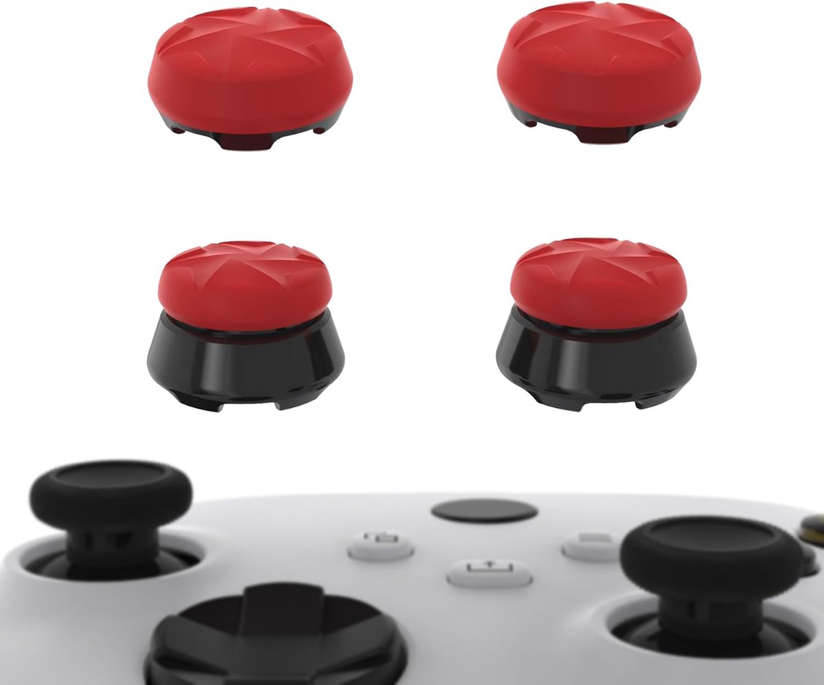 Thumbs Pro RAZOR Thumb Grips Cover voor Xbox Series X/S,Thumbstick Thumb Grip Caps voor Xbox Core Controller,Joystick Duimgreep voor Xbox One Controller-Scharlaken Rood & Zwart