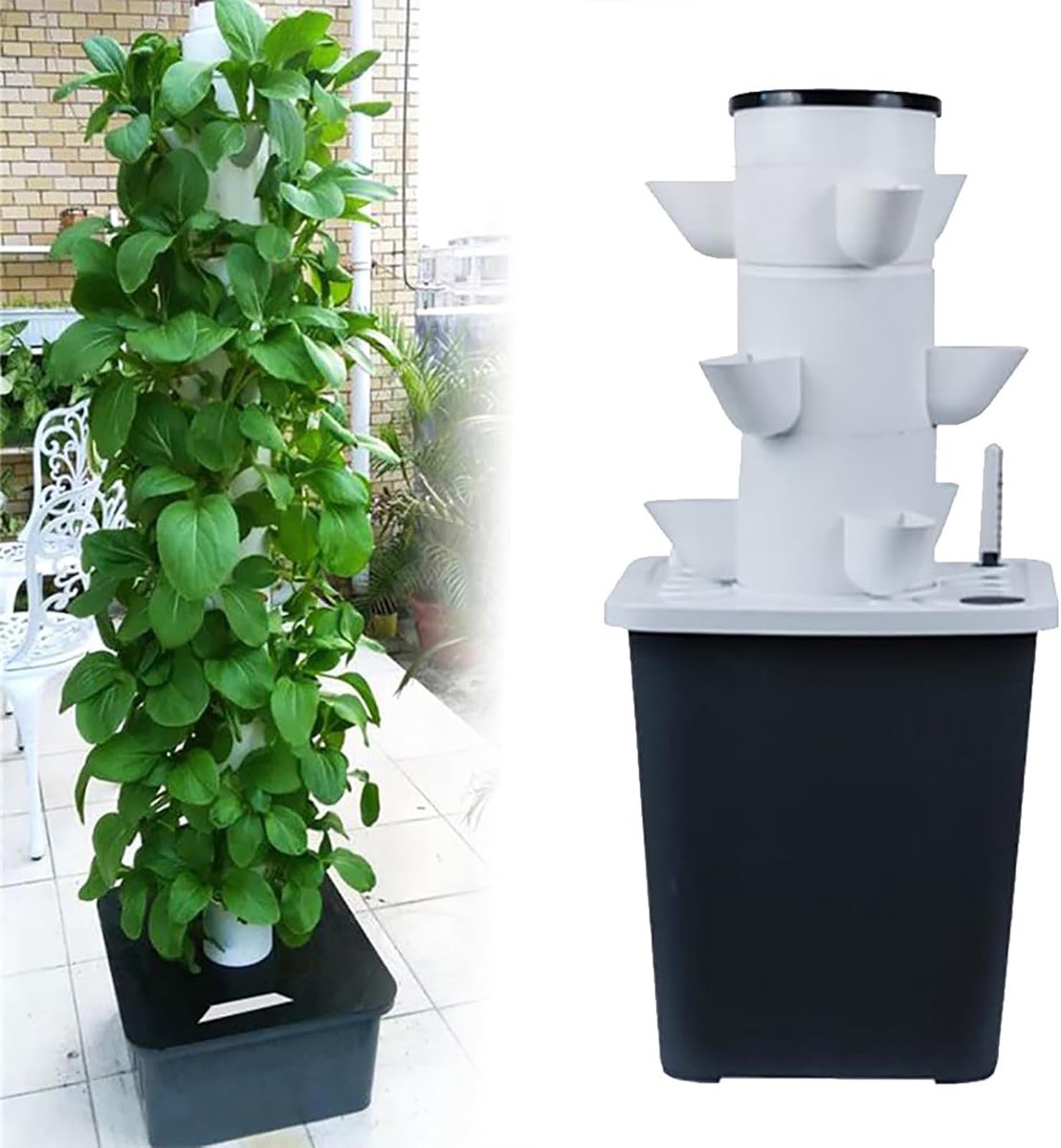 30 Pods Hydroponics Tower Garden Hydroponic Growing System Aeroponics Growing Kit for Herbs, Fruits and Vegetables with Hydrating Pump, Adapter, Net Pots, Timer for Herbs, Fruits and Vegetab