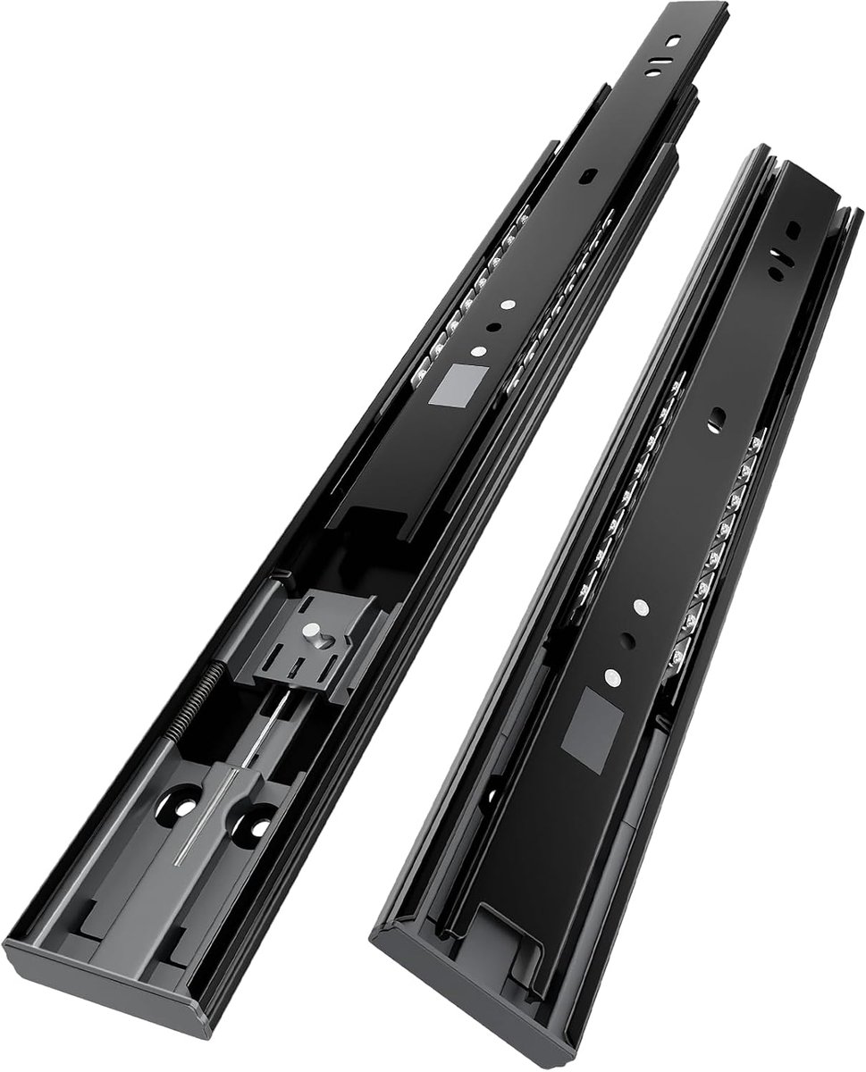Ladegeleiders, volledig uittrekbaar, softclose 600 mm, keukenrails met zelfsluitend en demping, ladegeleiding, 45 kg, laadcapaciteit, 1 paar (2 stuks)
