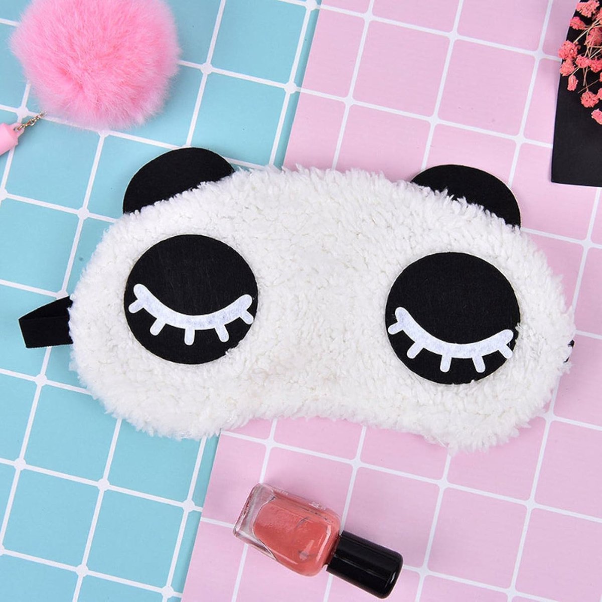 Slaapbril, Leuke pluche Goggles Sleep Mask Cartoon Travel Rest Goggles Sleep Aid Goggles