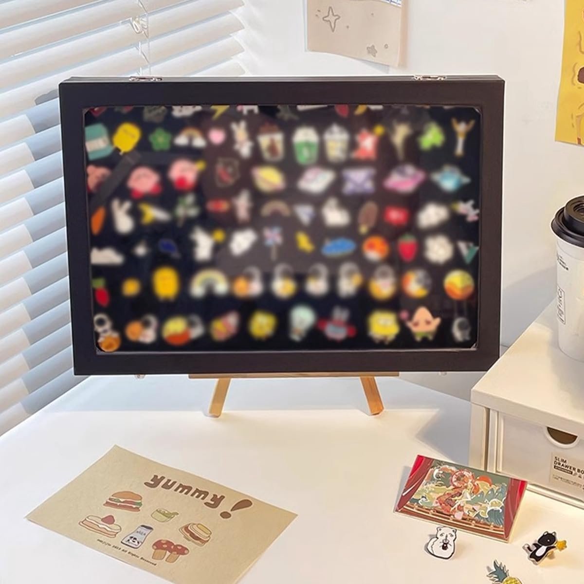 Badge Display Case Verzamelbox voor Emaille Pins en Medailles 35x24x5cm Perfecte Opbergruimte voor Broches, Medailles, Badges, Pins en Meer Zwart