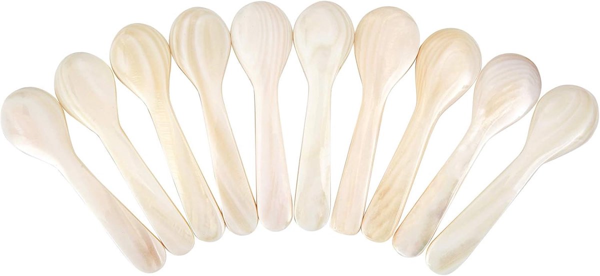 Kaviaarlepels voor kaviaar, ei, ijs, koffie serveren (wit, 9 x 2,4 cm)