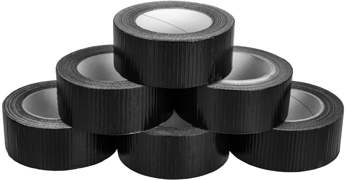 Verpacking Gaffa-tape, premium textieltape, zwart, 50 m x 48 mm, pantsertape, reparatietape, hoge kleefkracht, met natuurlijke rubberen lijm