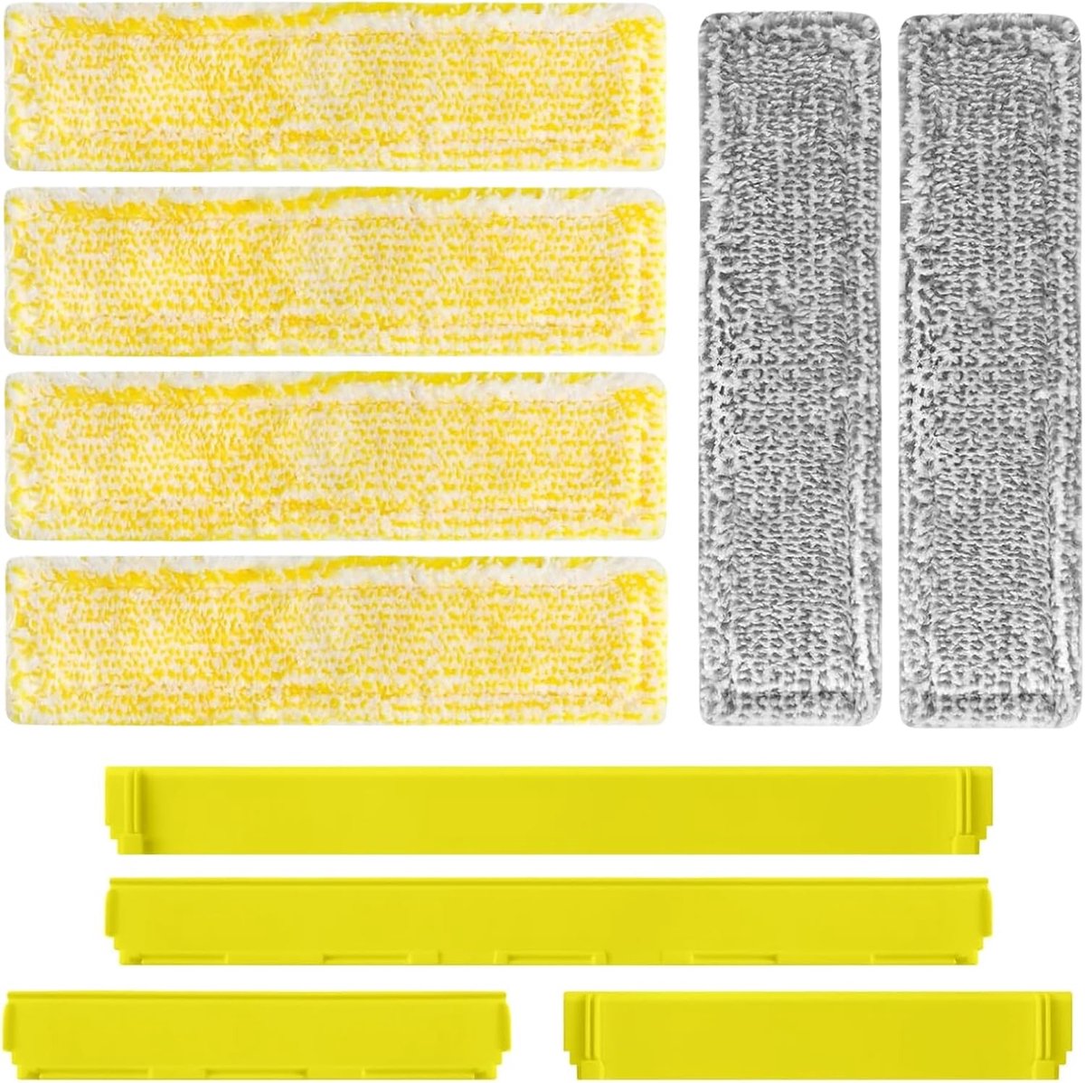 6 stuks microvezel wisserovertrekken + 4 reserve-rubberstrips, vervangingsset voor Kärcher raamzuiger WV6 / WV6 Plus / WV7, accessoires voor raamreiniger