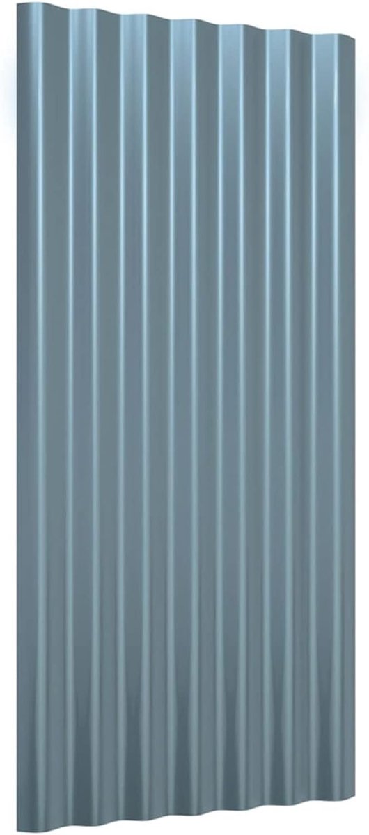 Dakpanelen, dakpannen, profielplaat, trapeziumplaat, dakplaat, staalplaat, dakplaten, metaalplaat, dakplaten, golfplaat, gereedschapsschuur, carport, gepoedercoat staal, grijs, 80 x 36 cm, 36