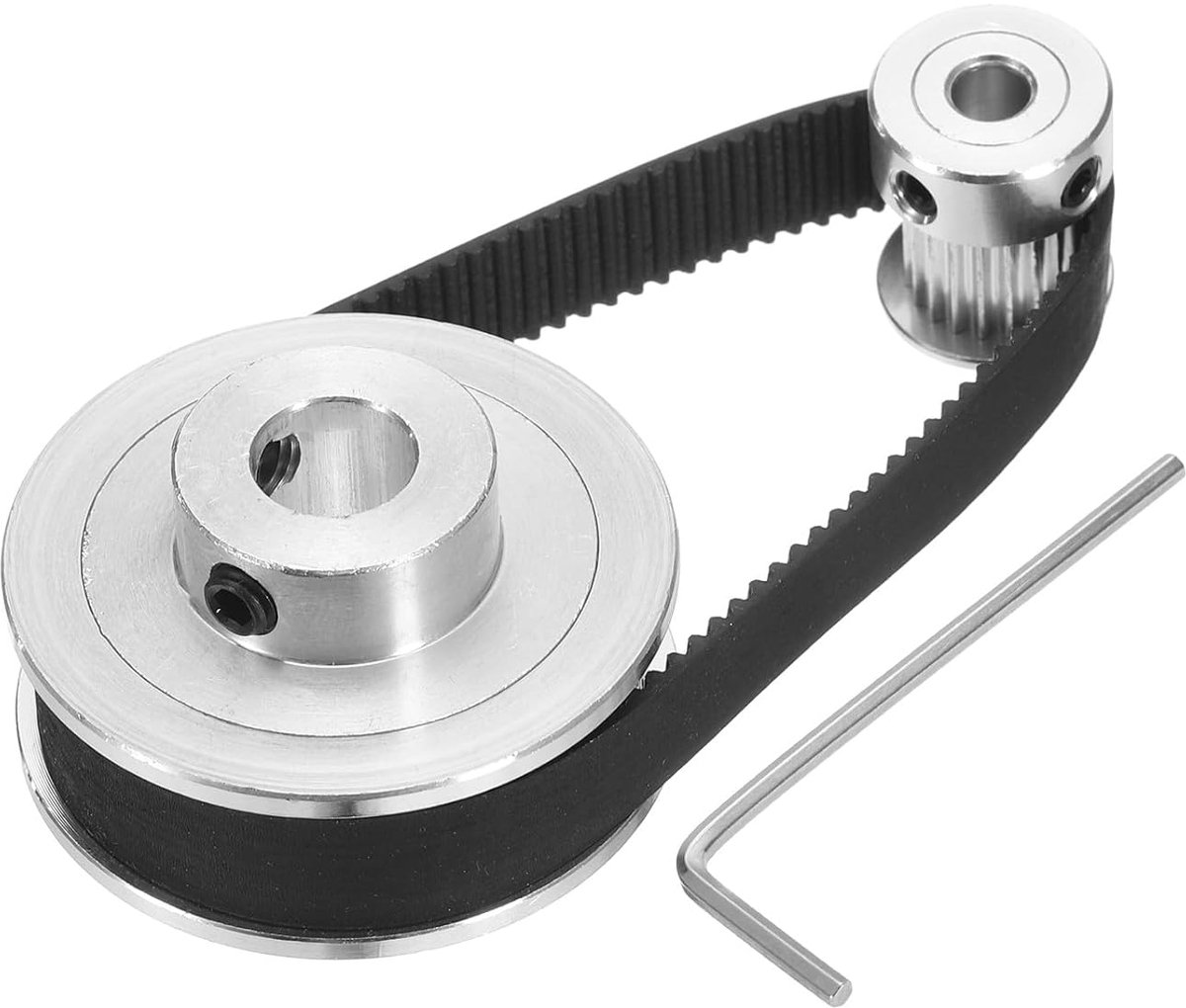 GT-2 synchroon wiel 20 & 60 tanden 5 & 10 mm boring 20-60 T-5 & 10B-10 | Met lengte 200 mm breedte 10 mm riem, voor 3D-printer, tandriemschijf van aluminiumlegering, CNC-machine