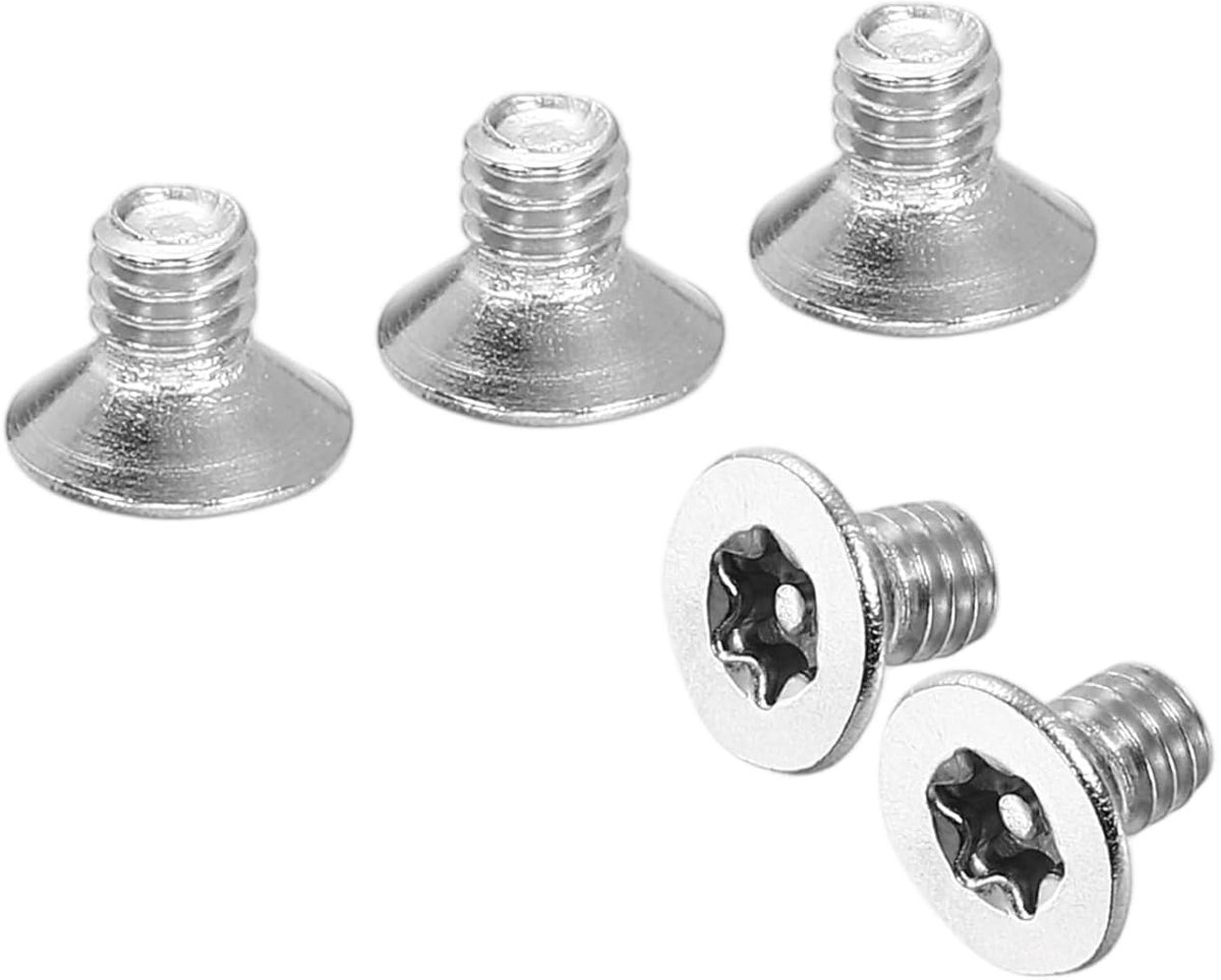 Machineschroeven, platte kop, M4-0,7 x 6 mm, 25 stuks, roestvrij staal 304, verzonken kop, volledige schroefdraad, zilverkleurig