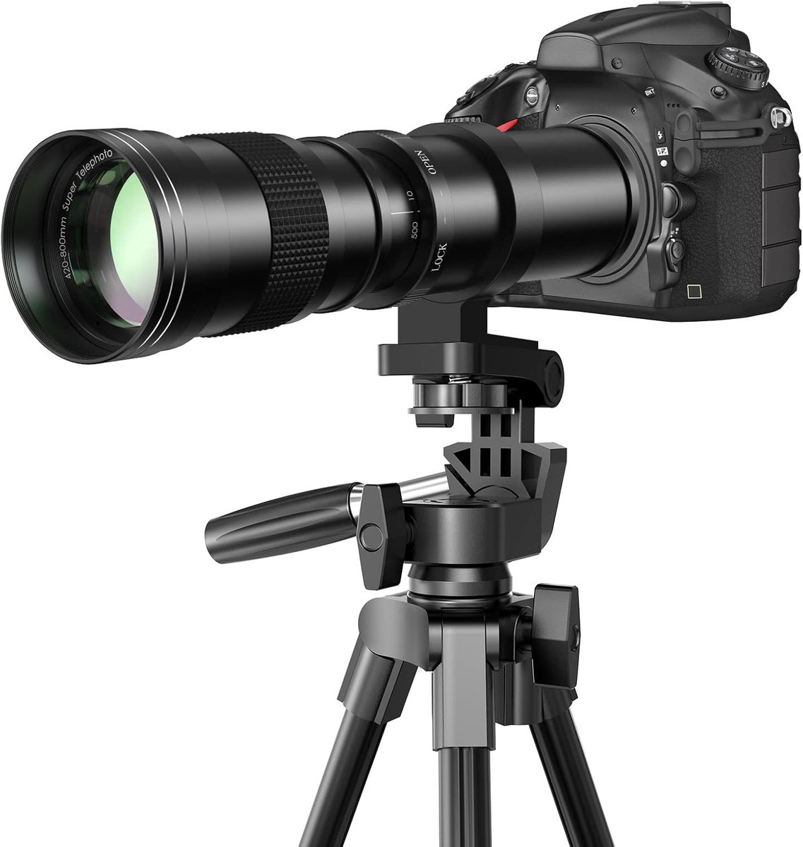 420-800mm f/8.3 teleobjectief, handmatige zoomlens met T-ring, voor Canon EOS EF-Mount Rebel SL2 SL1 T3 T3i T4i T5 T5i T6 4000D 2000D 77D 7D 60D 70D 80D 5D II/III/IV 550D 650D DSLR-camera