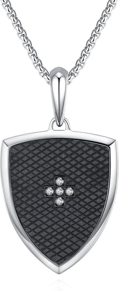 Heren Surfer Ketting Roestvrij Staal Hanger Ketting voor Mannen Cross Shield Ketting voor Mannen