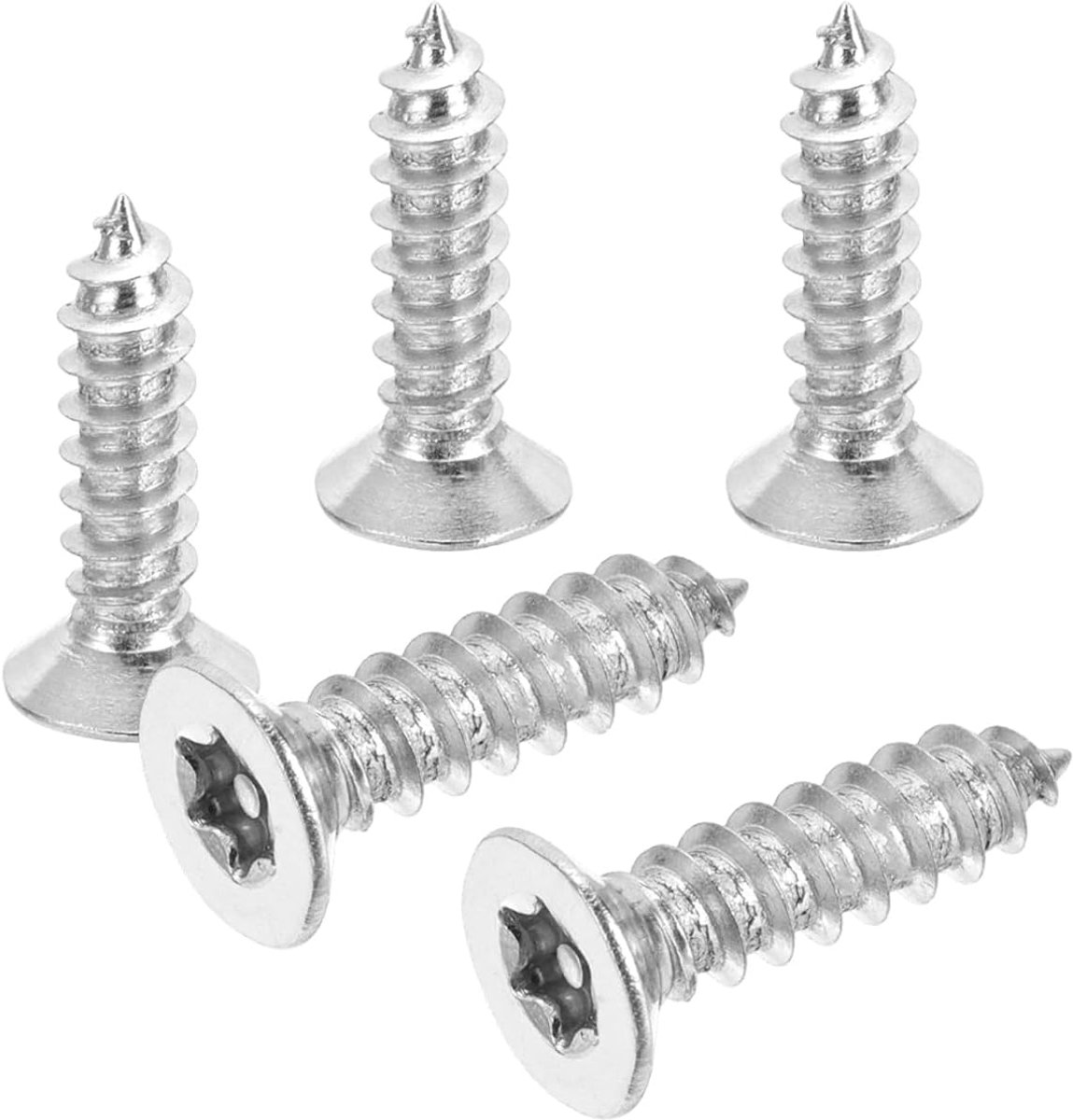 60 stuks M4 x 16 mm roestvrijstalen schroeven houtschroeven, platte kop schroeven veiligheidsschroef schroeven set met T10-bit voor hout zacht metaal metalen dek omheining afdekking