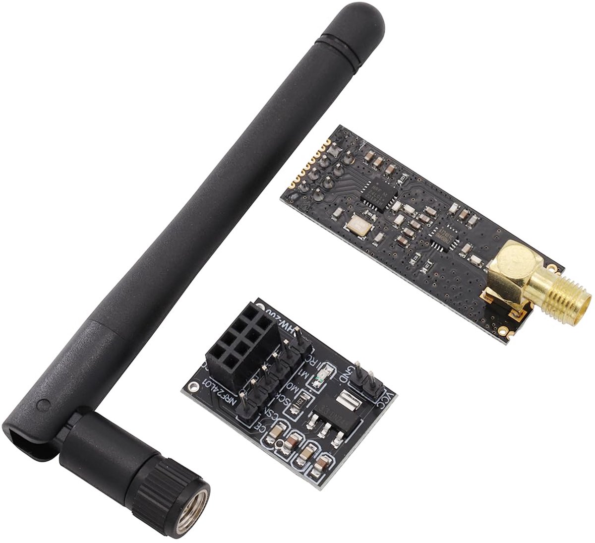 Transceiver ontvanger NRF24L01 + PA+LNA draadloze RF transceiver module met SMA antenne 2,4 GHz 1100 m + Breakout Breadboard Adapterkaart