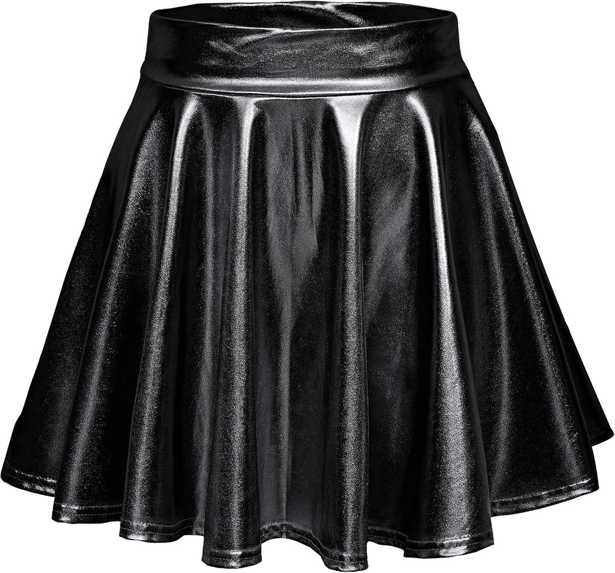 Glanzende Metallisch Vloeibare Mini Rok Cosplay Elastisch Uitlopende Rokken