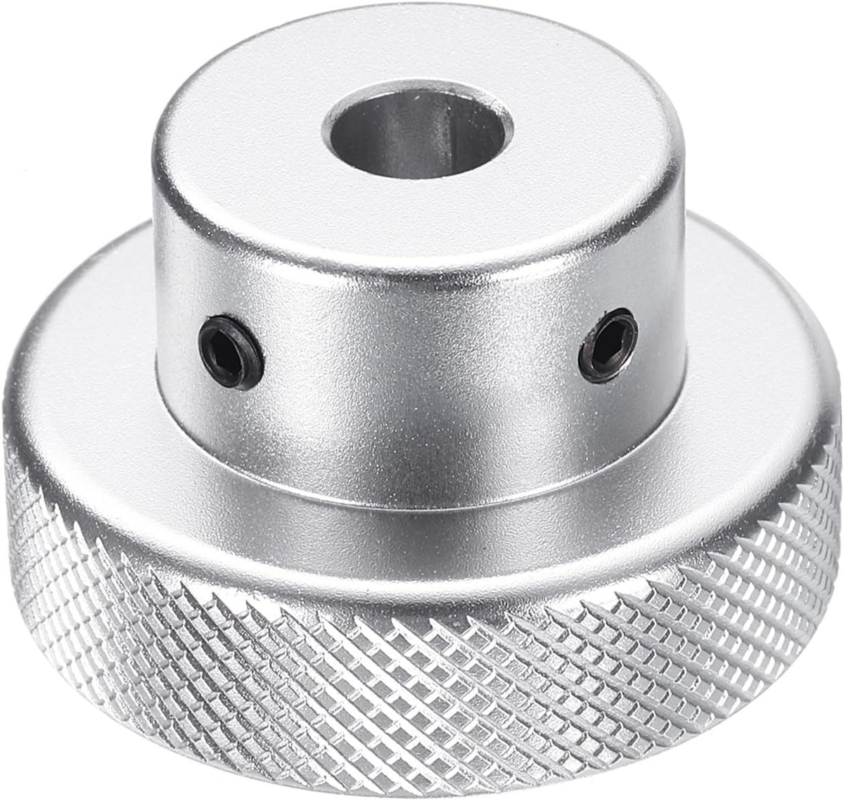 Aluminiumlegering handwiel 40 mm OD 8 mm boring aluminium freesmachine handvat machieedschap handwiel met sleutel en 2 stuks schroeven voor freesmachine draaimachine, zilverkleurig