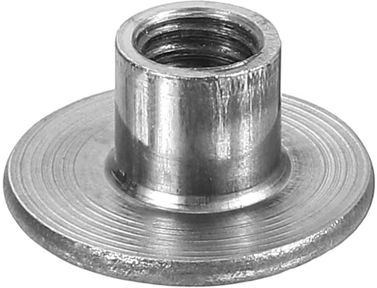 T-moeren, 24 stuks koolstofstaal T-moeren ronde basis lamoeren 8 mm hoogte doorgangsgat flens inzetmoeren vrouwelijke schroefdraad plaatmoeren, donkergrijs