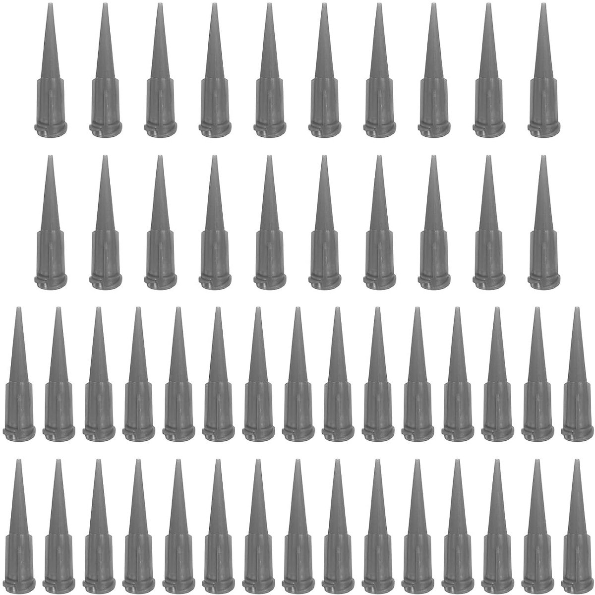Dispensernaald met afgeschuinde punt, conisch, 16 g, 50 stuks, vulnaald met afgeschuinde punt, kunststof voor vloeistoffen voor het vullen van vloeibare inkten, lijm, grijs