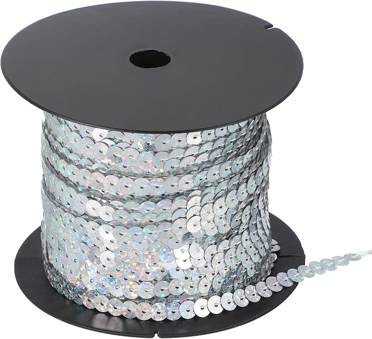 Paillettenlint, plat, 6 mm, plat, 6 mm, voor knutselwerk, naai-accessoires, decoraties, zilveren laser