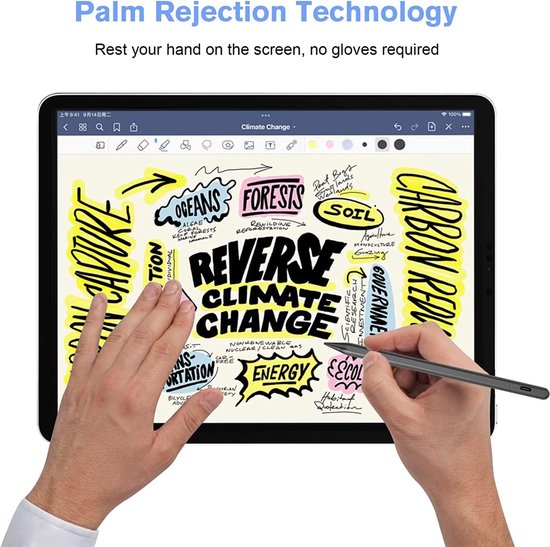 Stylus Pencil compatibel voor Apple iPad (2018-2022), cimetech styluspennen voor aanraakschermen met palmafwijzing, kantelen en magnetische detectie, vervangende tips, aanraakactief ontwerp - zwart — afbeelding 3