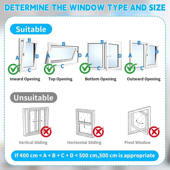 500 cm mobiele airconditioning, raamafdichting, raamkit, airconditioning, raamafdichting, voor mobiele airconditioners, wasdrogers, voor binnen en buiten openen ramen - Voor mobiele airconditioners, eenvoudige montage — afbeelding 2