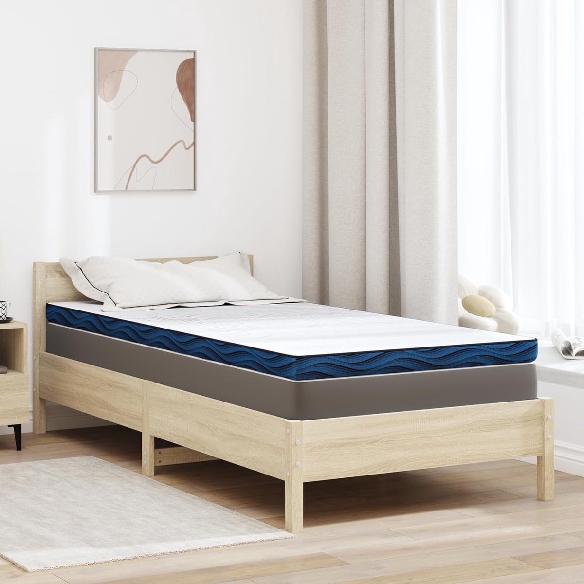 Matras Pads Wit en Blauw 100 x 200 cm Matrasonderlegger Model4106268
