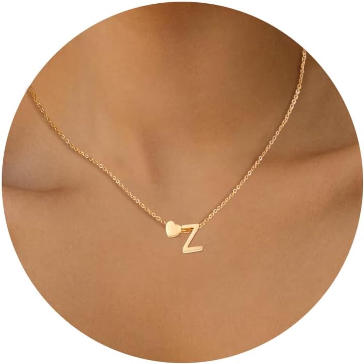 stalen letterhanger met monogram hart voor dames, goud en zilver, met karabijnsluiting, klassieke hartketting om cadeau te geven, Roestvrij staal