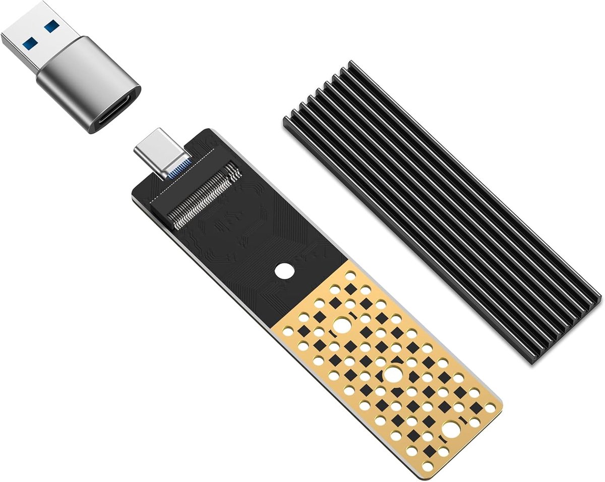 NVMe NGFF USB-adapter, 20 Gbit/s USB 3.2 Gen 2X2 M2 SSD Eclosure, M Key/B+M Key M.2 NVMe SATA-behuizing voor 2242 2260 2280, SSD-adapter met USB C naar A Apater