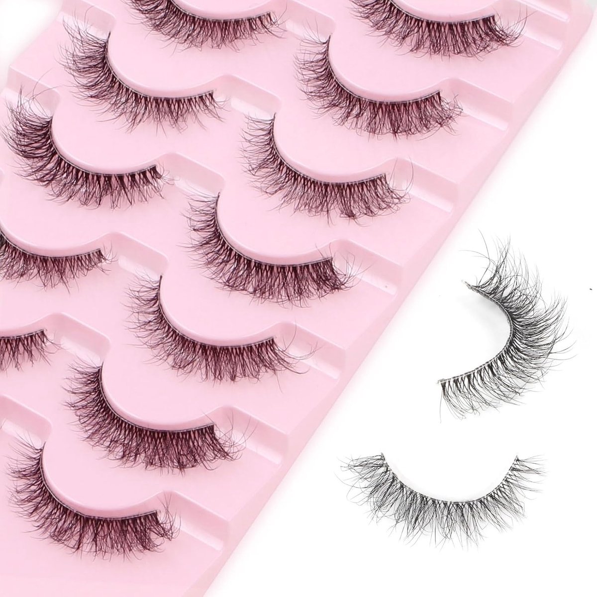 Natuurlijke Nepwimpers Transparante Band 7 Paren Cat Eye Wimpers Pluizige Kattenogen Lashes Fluffy Valse Wimpers Wispy Herbruikbare Fake Lashes