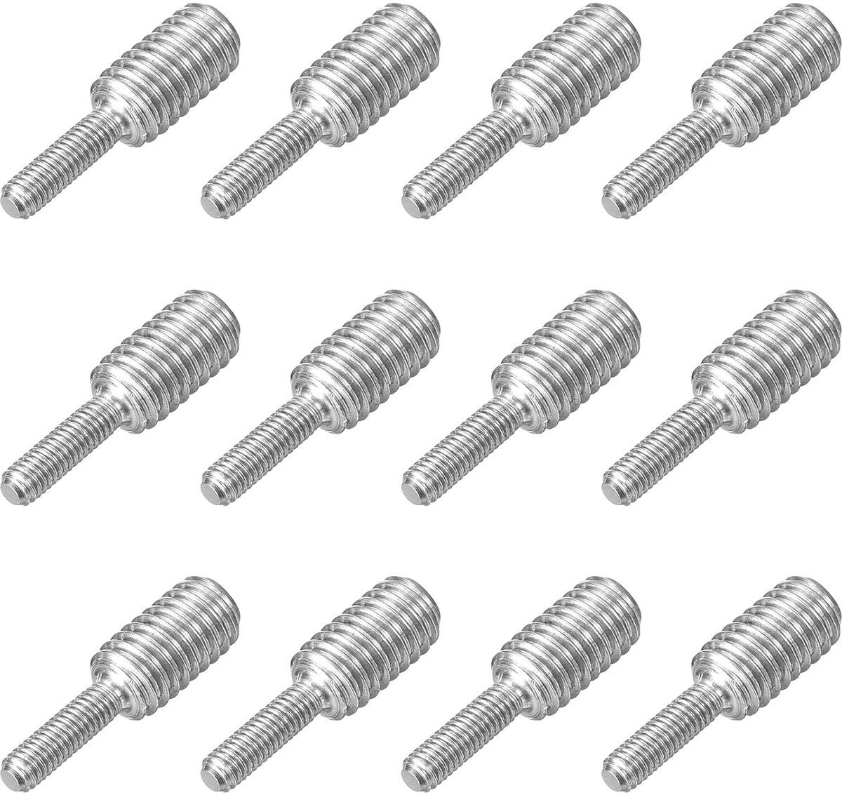 M3 x 10 mm tot M6 x 10 mm dubbelzijdige schroefdraadbouten, 12 stuks 304 roestvrij stalen schroefdraadadapters voor meubelmachinemontage bevestigingselement