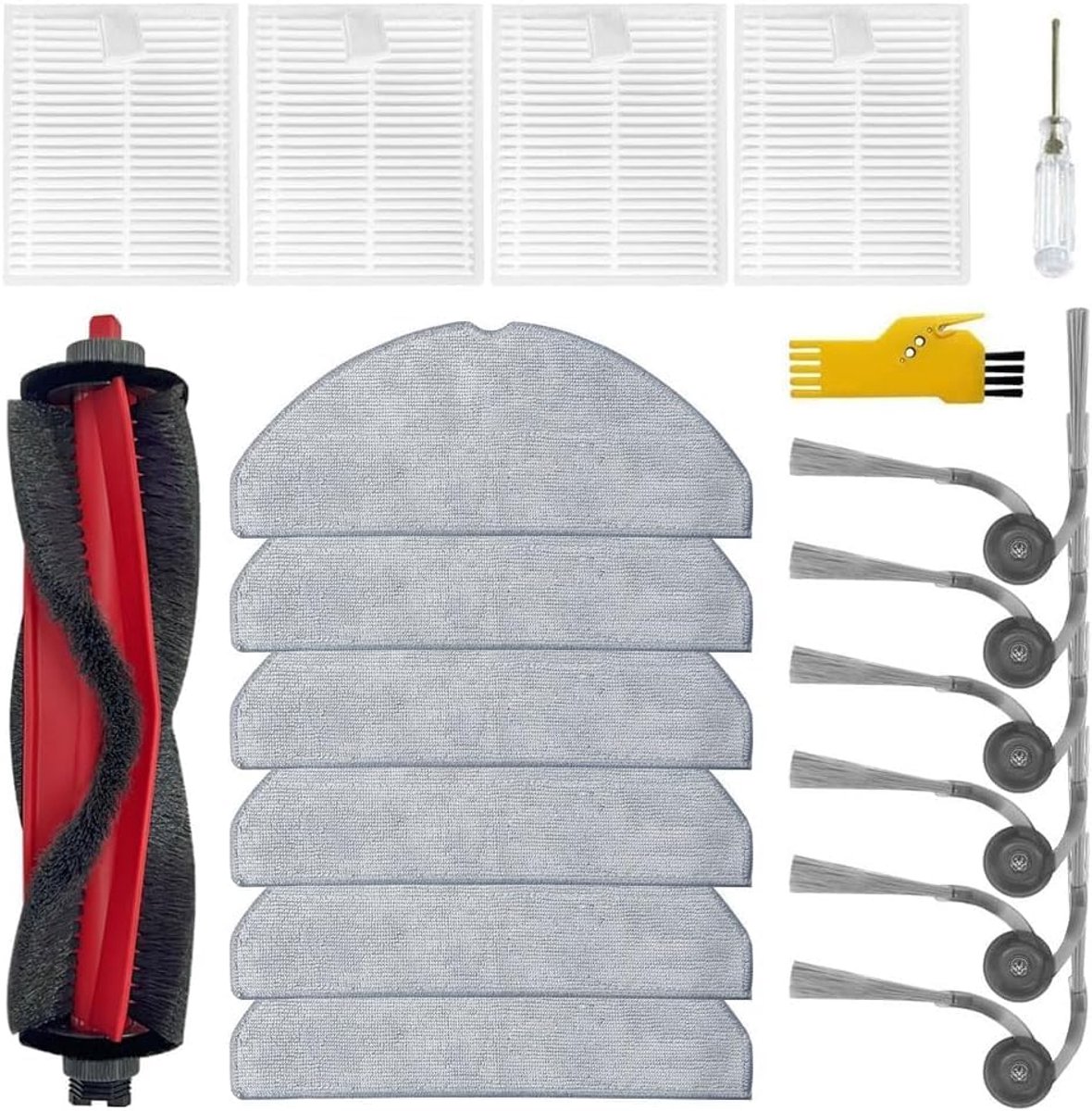 M5 Accessoires voor Roborock Q7 M5 / Q7 M5+ / Q7 L5 / Q7 L5+ robotstofzuiger, reserveonderdelen, 17 verpakkingen, 1 hoofdborstel, 4 filters, 6 zijborstels, 6 reinigingsdoekjes