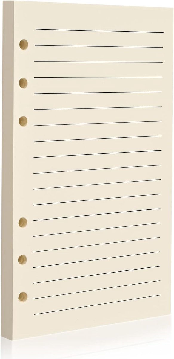 6-gats Gelinieerd Vulpapier - 100 g/m² Beige Vulpen & Gelpen Vriendelijk - Dubbelzijdig Schrijven Ondersteund