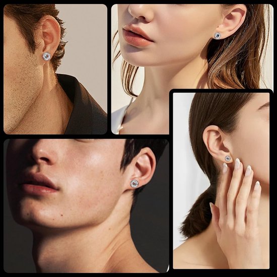 2 stuks chirurgisch staal meters voor oren, zilveren tunnels voor vrouwen oren met Cubic Zirconia oorbel meters kit — afbeelding 5