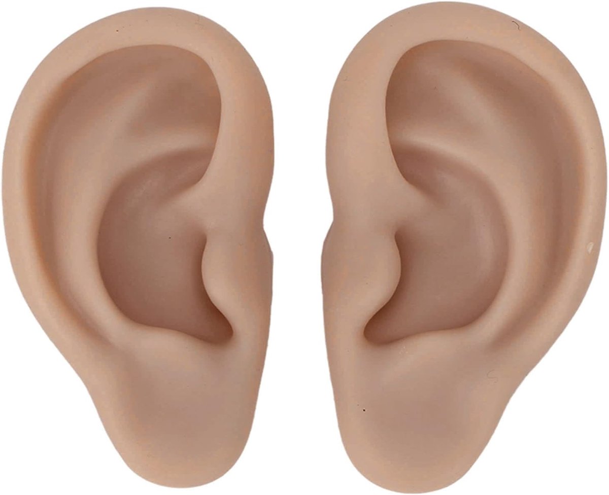 Siliconen oormodel, 1 paar kunstmatige en realistische oorvorm, flexibel voor sieradendisplay en piercing-oefeningen, herbruikbaar oorleermodel, donkere huidskleur
