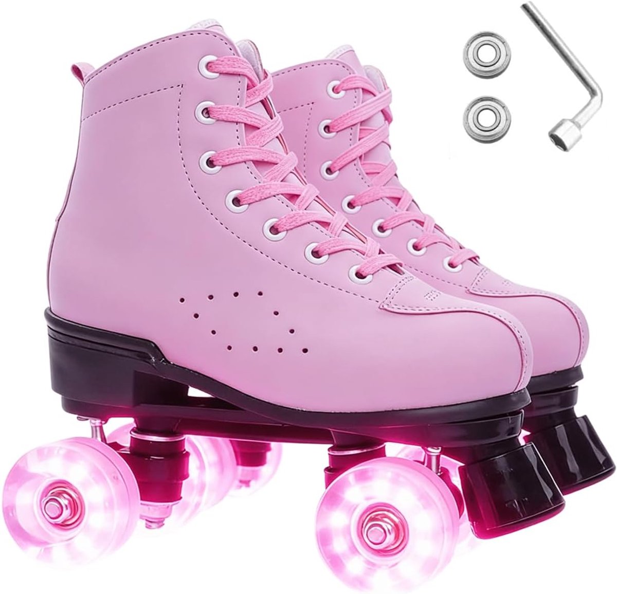 Klassieke retro rolschaatsen, discorolschaatsen, klassieke rollerskates voor kinderen en volwassenen, comfortabele led-rolschaatsen voor jongeren en beginners. Meisjes