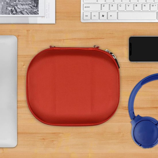 UltraShell-hoesje compatibel met JBLs Tune 600 BTNC, Live 400BT, Tune 500BT, T450BT, E45BT hoofdtelefoon, vervangende beschermende harde schaal reisdraagtas met kabelopslag (Red) — afbeelding 4