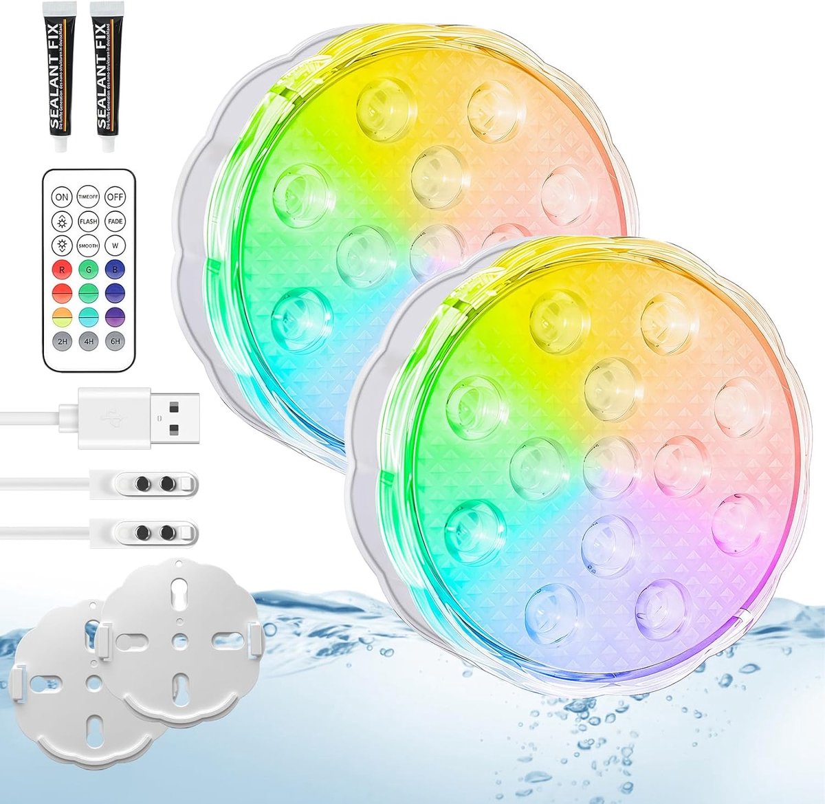 Zwembadverlichting met afstandsbediening, 2-pack IP68 waterdichte dompelbare LED-verlichting voor bovengrondse en ondergrondse zwembaden, bad, douche, feestdecoratie, spa's, aquaria