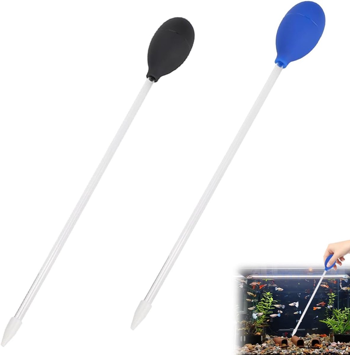 Aquariumwaterwisselaarpipet 40 cm - acryl - zwart/blauw - duurzaam en herbruikbaar - SnelShoppen