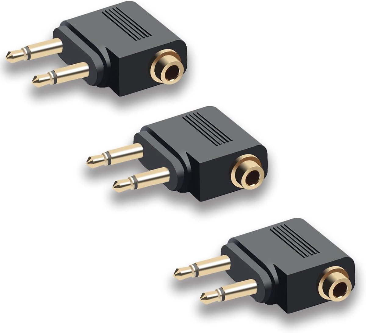 Vliegtuigadapter 3pcs - 0.3 cm stereo jack - voor alle luchtvaartmaatschappijen - HD geluid - SnelShoppen