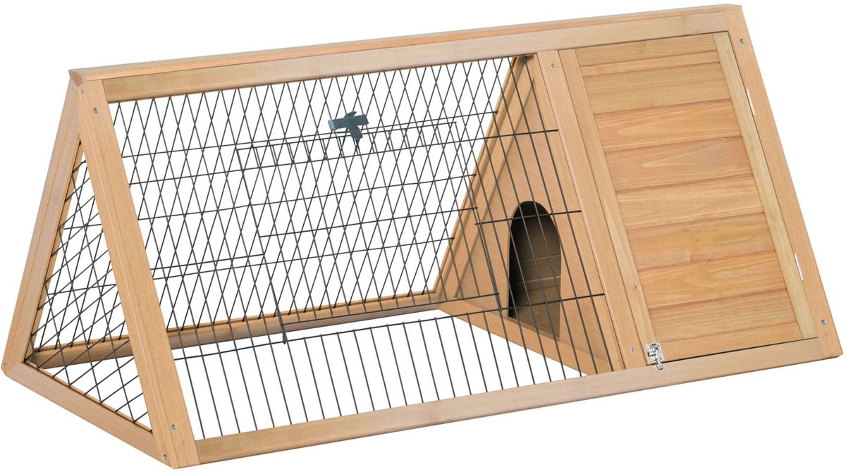 PawHut - Konijnenhok - Hout - 116x62,2x52,5cm - Natuurlijk hout
