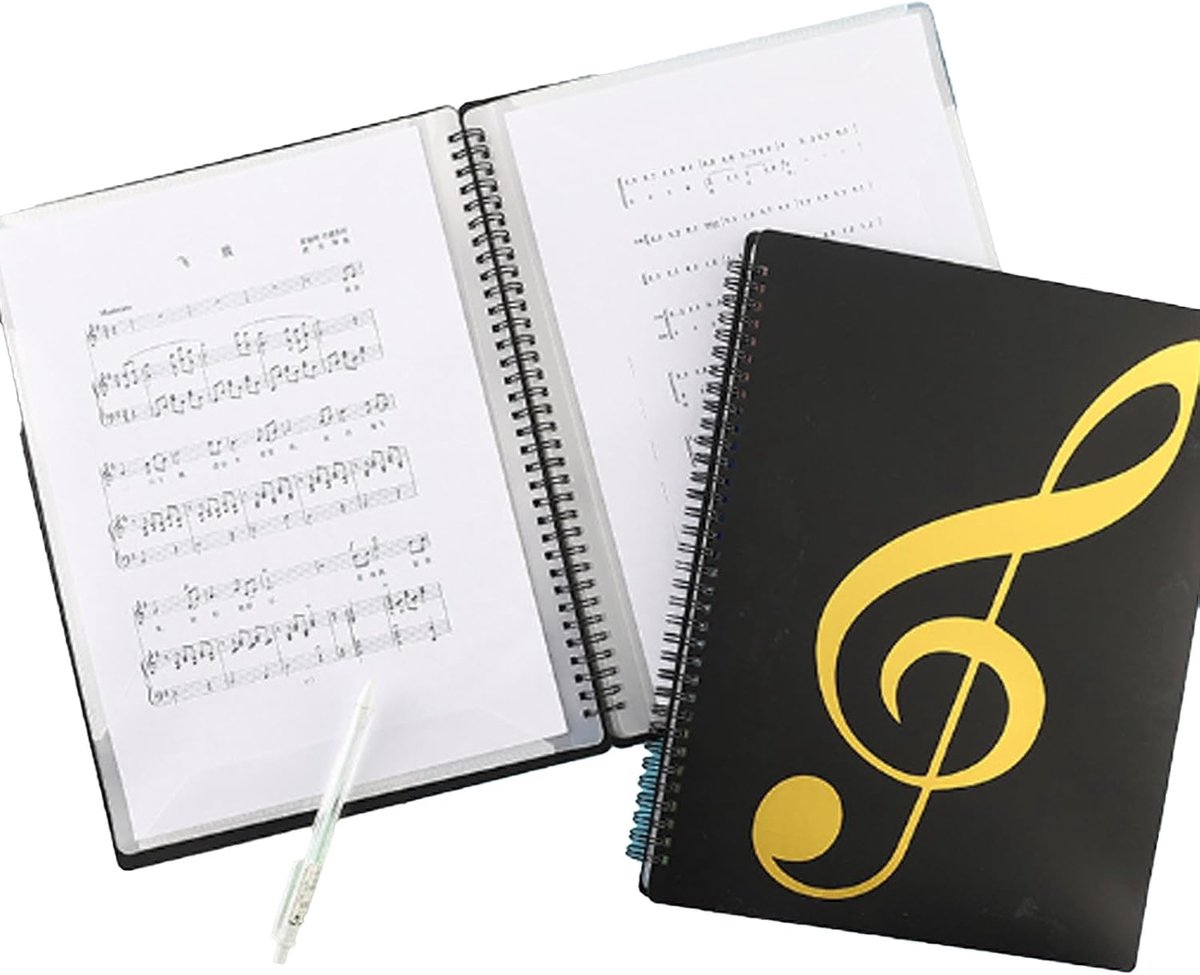 Muziekmap Bladmuziek - Partituur Map - Muziek Organiseren - Waterdicht PVC Materiaal - A4 32 x 26CM - Zwart