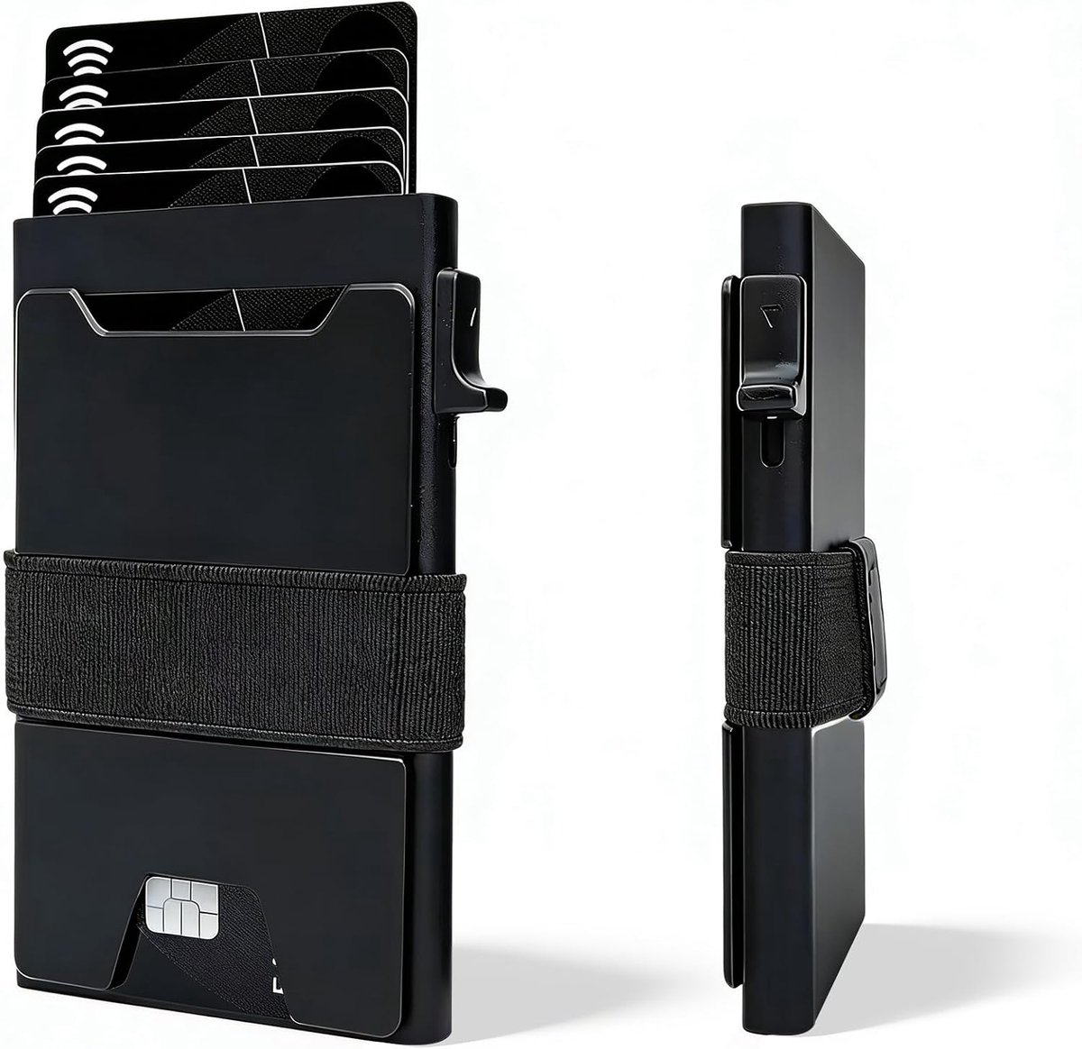 Kaarthouder aluminium - minimalistische pop-up slim wallet - uitbreidbare achterplaat - SnelShoppen