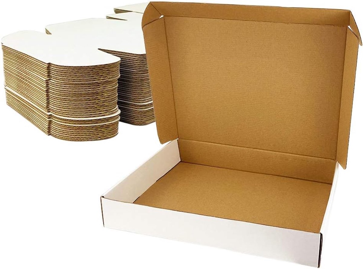 Verzenddozen 13x10x2 inch - witte kartonnen verzenddozen - 25-pack - ideaal voor lichte zendingen - SnelShoppen