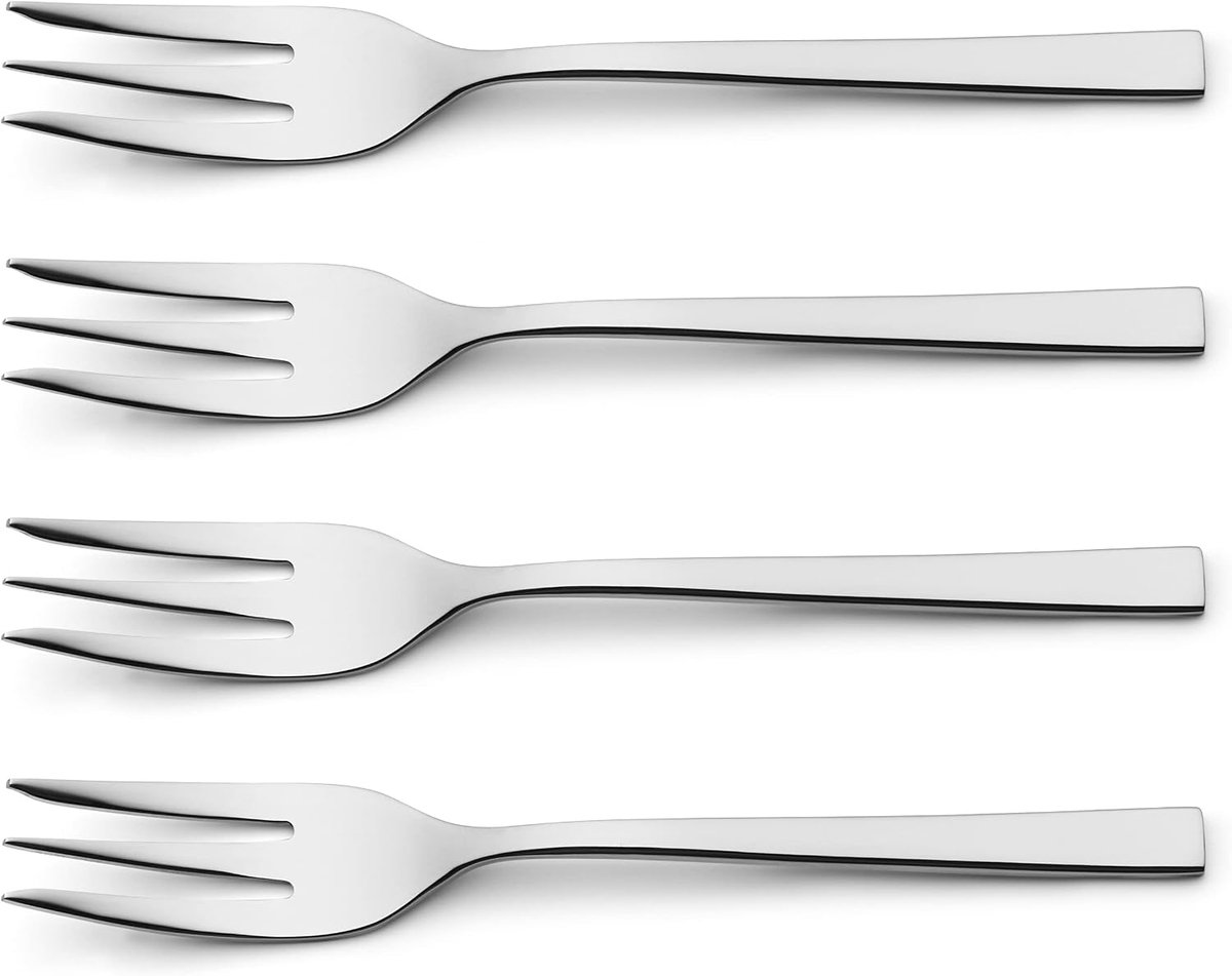 Deegvork set 4-delig - RVS - ergonomisch ontwerp - ideaal voor het serveren van gebak - SnelShoppen